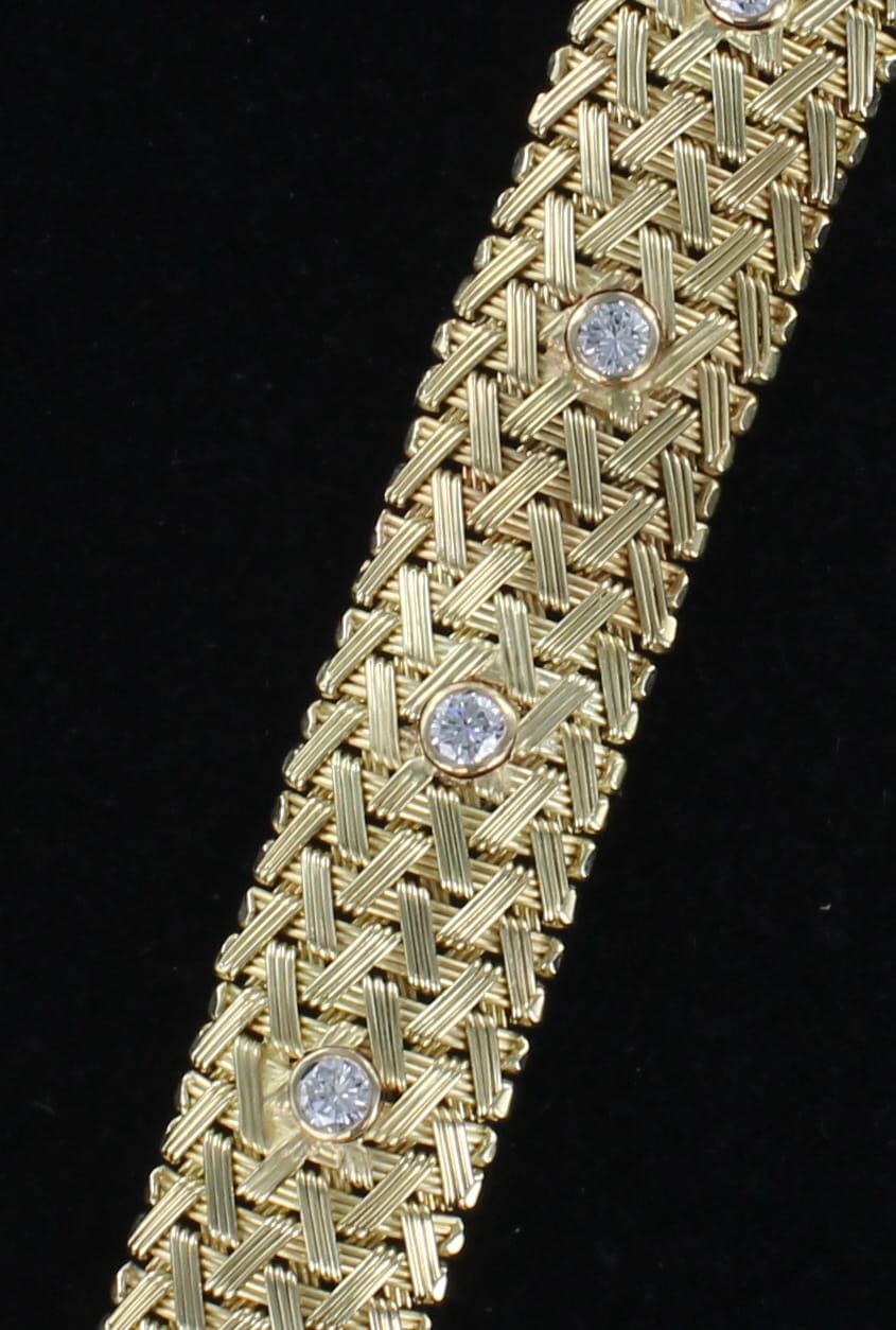 14KTY WOVEN BRACELET WITH DIAMONDS