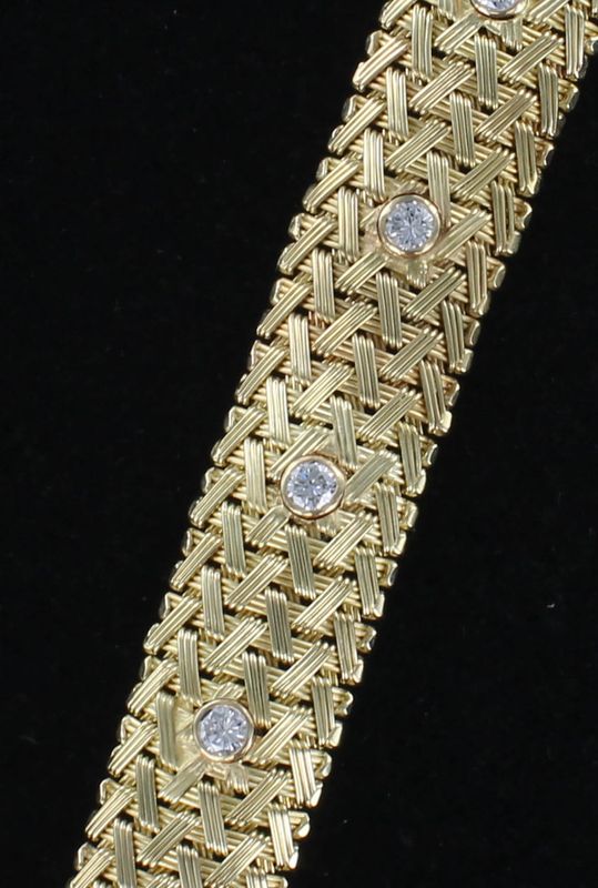 14KTY WOVEN BRACELET WITH DIAMONDS