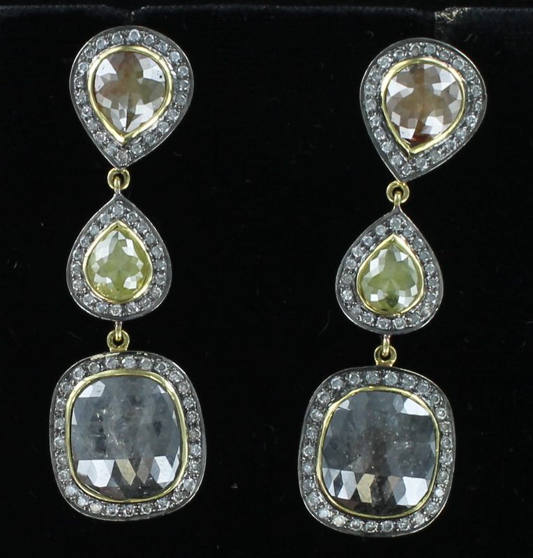 14KTW DIAMOND DANGLE EARRINGS