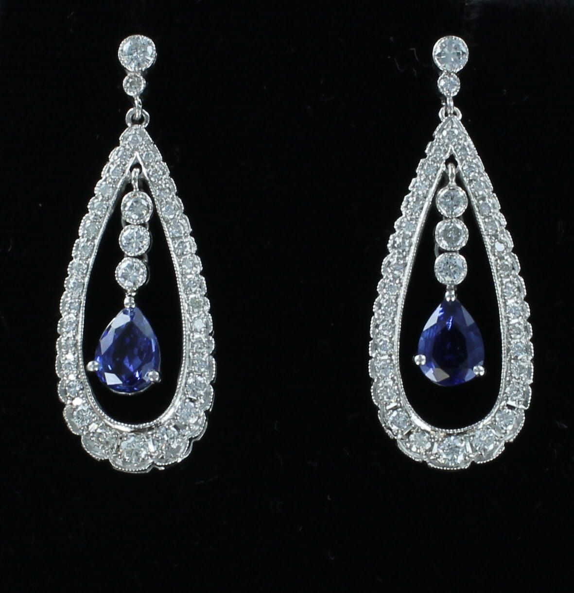 PLATINUM SAPPHIRE AND DIAMOND EARRINGS