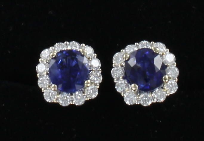 18KTW SAPPHIRE AND DIAMOND EARRINGS