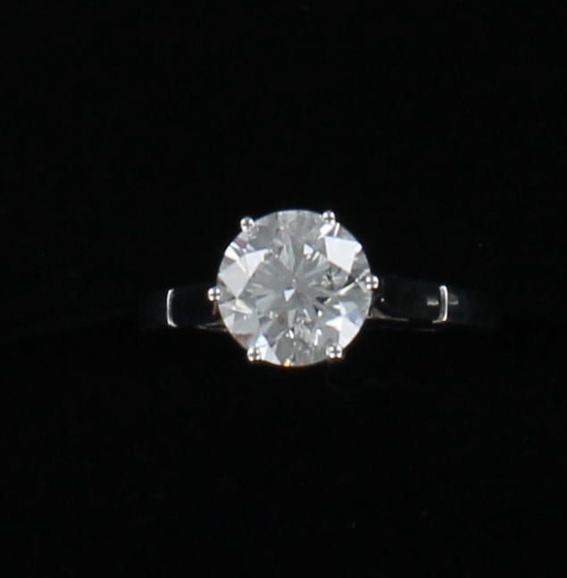 18KTW GIA CERTIFIED ROUND BRILLIANT 2.02 CT DIAMOND ENGAGEMENT RING