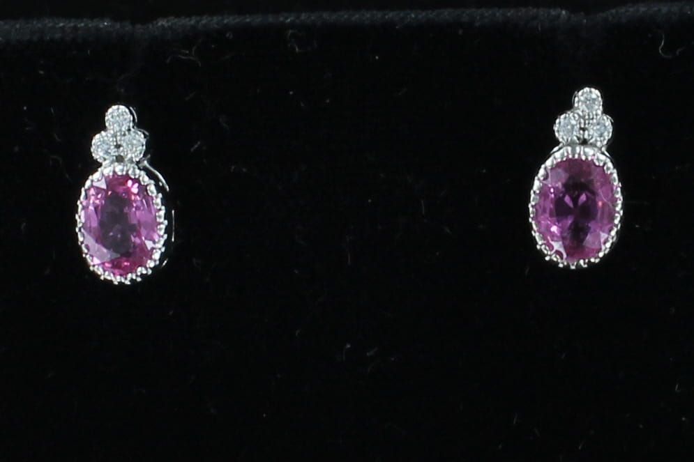 14KTW PINK SAPPHIRE WITH DIAMOND EARRINGS