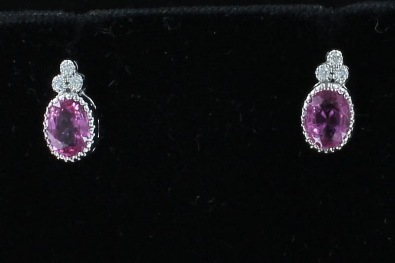 14KTW PINK SAPPHIRE WITH DIAMOND EARRINGS