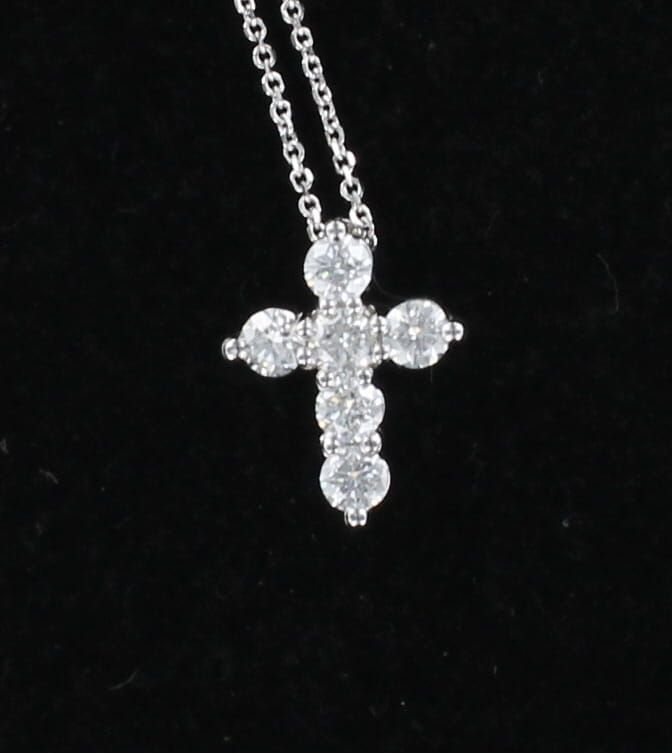 14KTW .98 CT TW DIAMOND CROSS