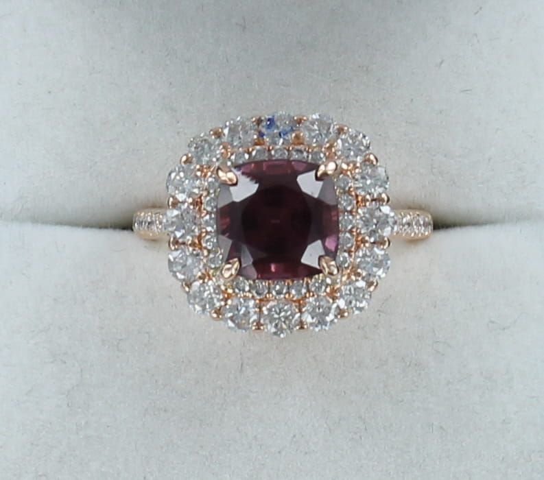 14KTY GARNET WITH DIAMOND RING
