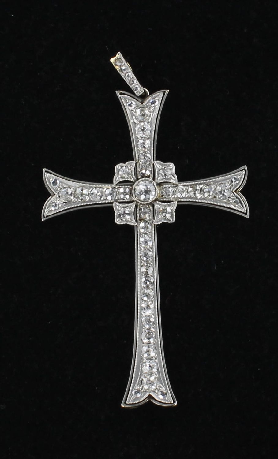 PLATINUM/14KT DIAMOND CROSS, CA 1900