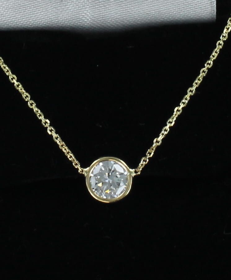 14KTY 1.09 CT ROUND BRILLIANT BEZEL SET DIAMOND PENDANT