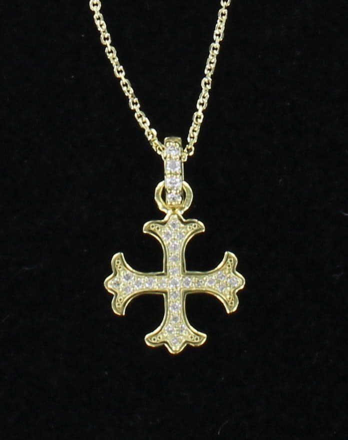 14KTY .22 CT TW DIAMOND CROSS ON CHAIN