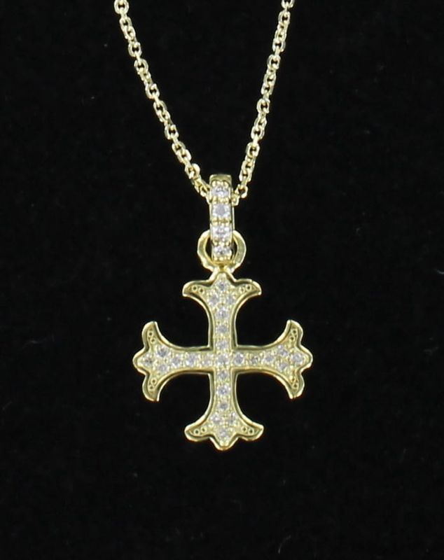 14KTY .22 CT TW DIAMOND CROSS ON CHAIN