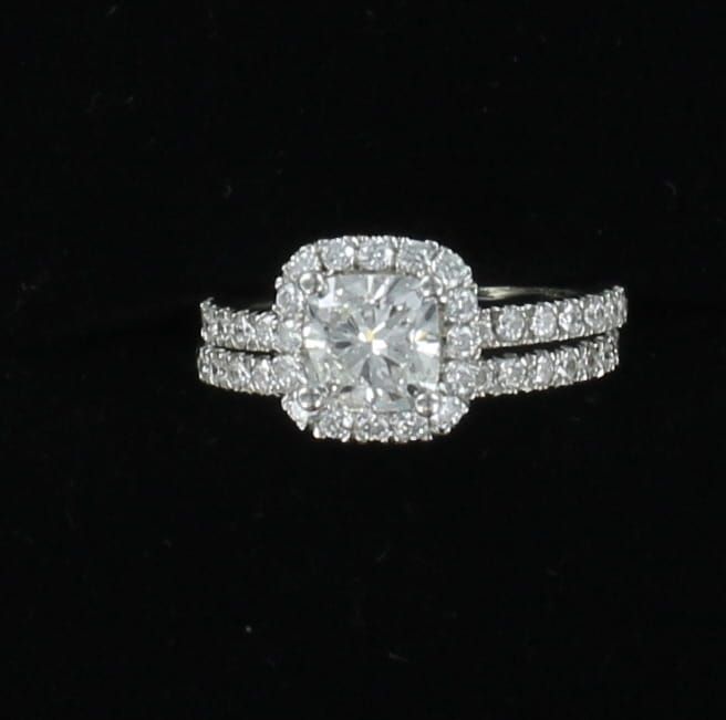 PLATINUM GIA CUSHION CUT DIAMOND WEDDING SET