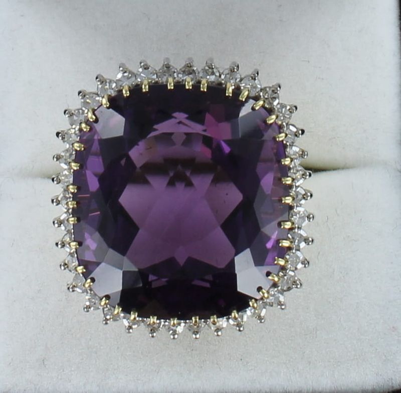 18KTY 34.0 CT AMETHYST WITH DIAMOND RING