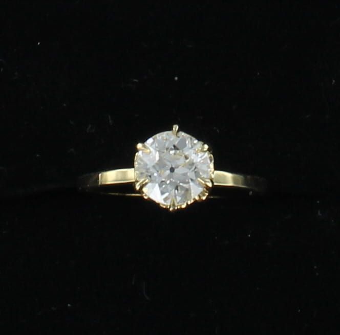18KTY 1.20 CT OLD EUROPEAN CUT DIAMOND ENGAGEMENT RING