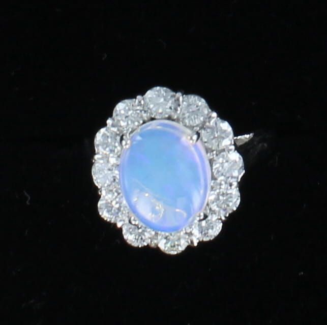 14KTW OPAL AND DIAMOND RING