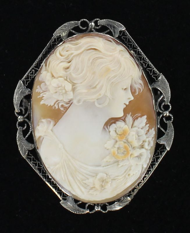 14KTW FILAGREE CAMEO PIN/PENDANT