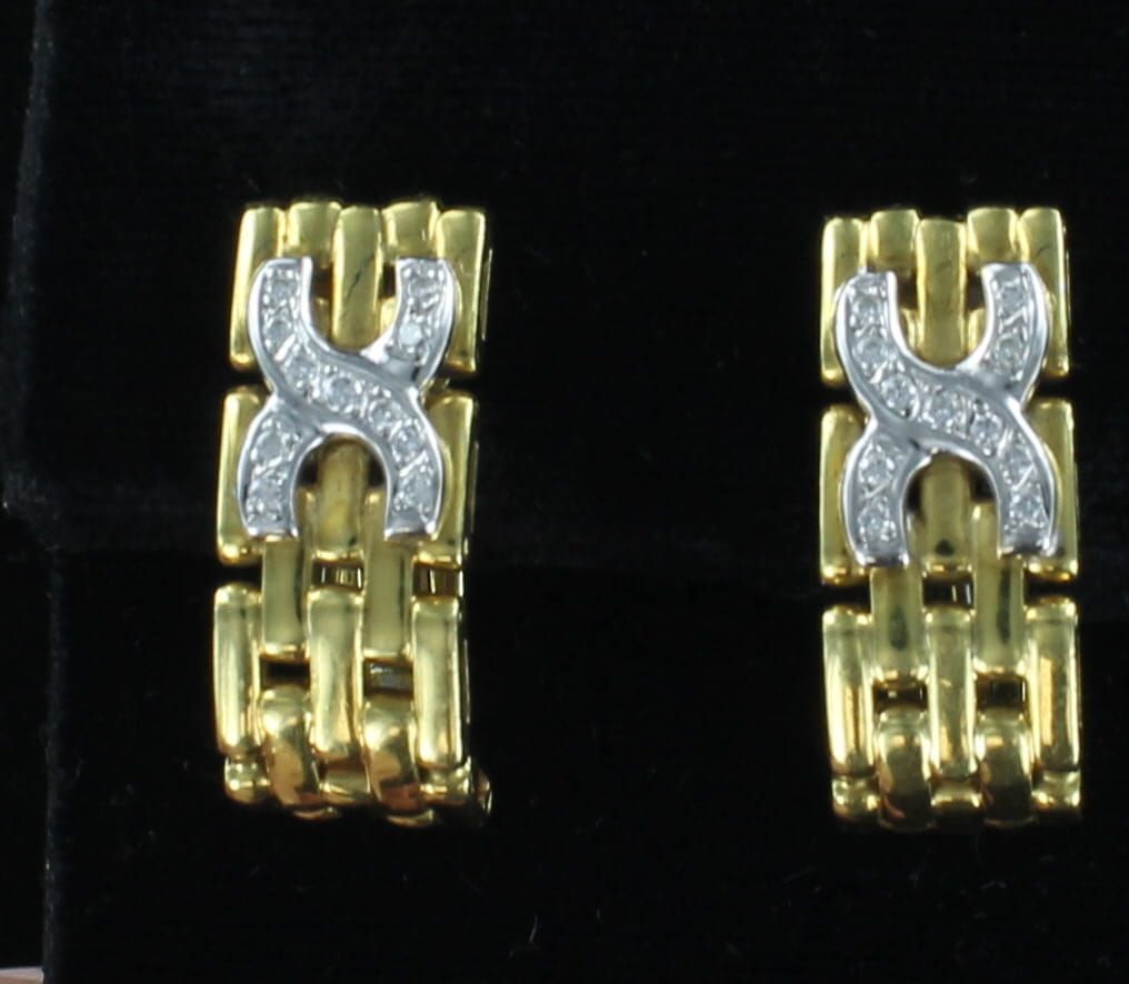 18KT/T Y DIAMOND CLIP EARRINGS