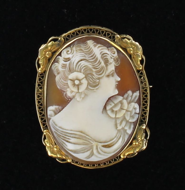 14KTY CAMEO PIN, CIRCA 1930