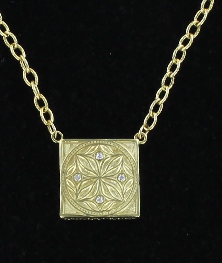 14KTY SQUARE PENDANT WITH DIAMONDS