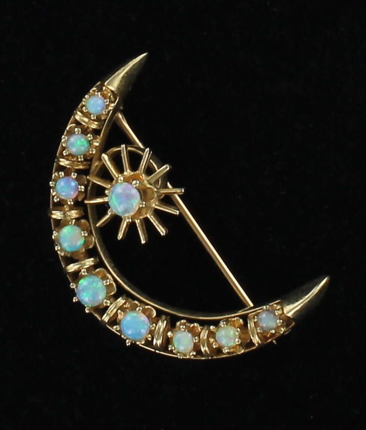 14KTY OPAL CRESCENT PIN