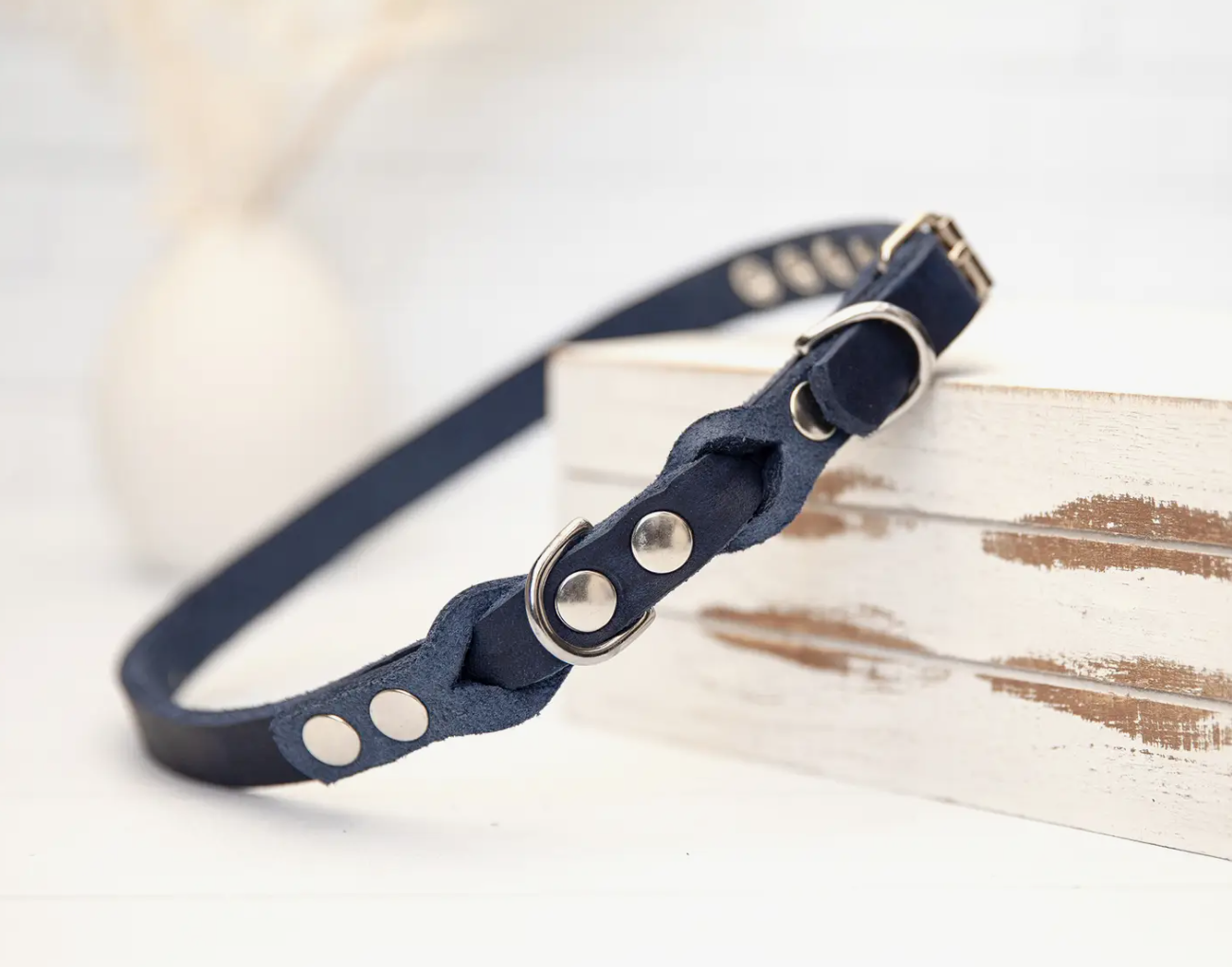 Blaues Hundehalsband aus Leder Gr. L