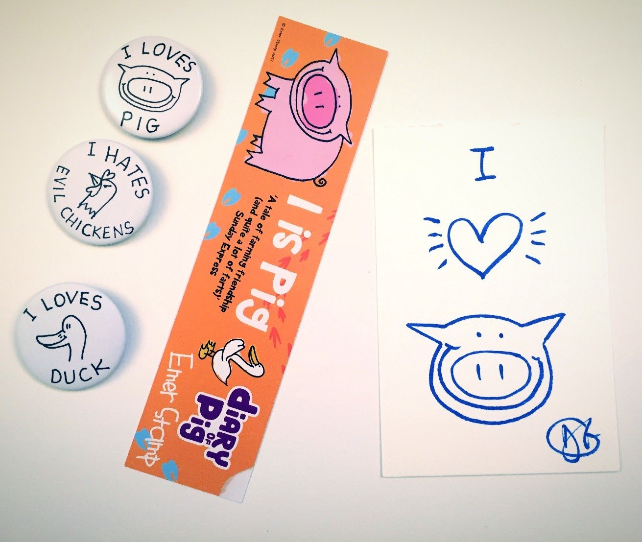 Pig&#39;s bookmark and badges