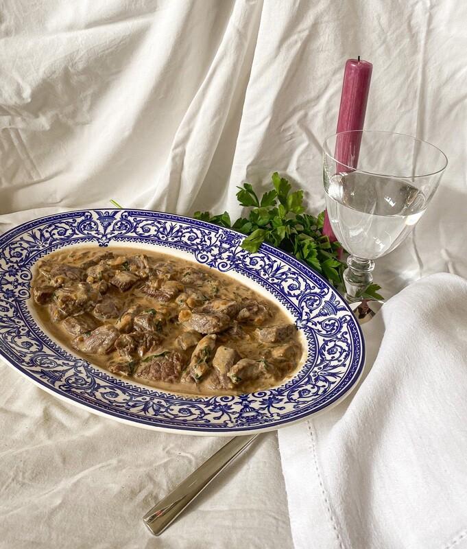 Ragú de ternera strogonoff con setas