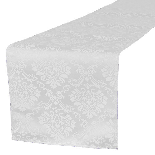White Damask Table Runner