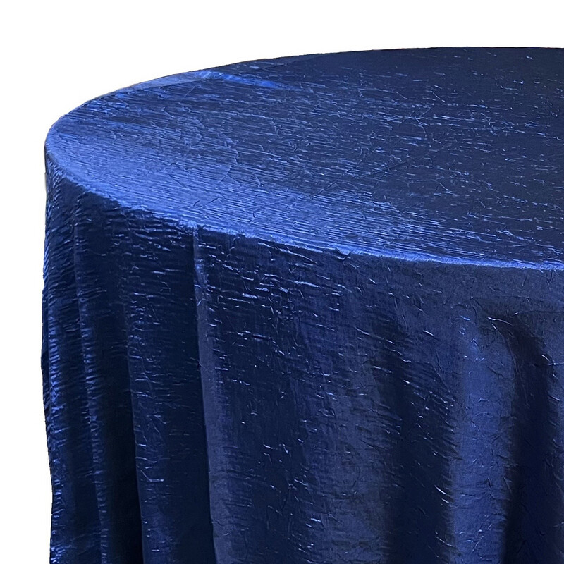 Midnight Blue Crushed Iridescent Satin Linens