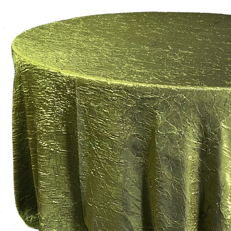 Moss Green Crushed Iridescent Satin Linens