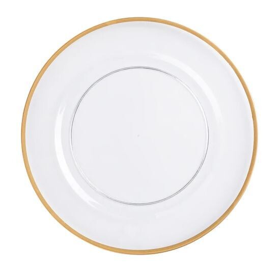 Gold Rimmed Clear Acrylic Charger Plate