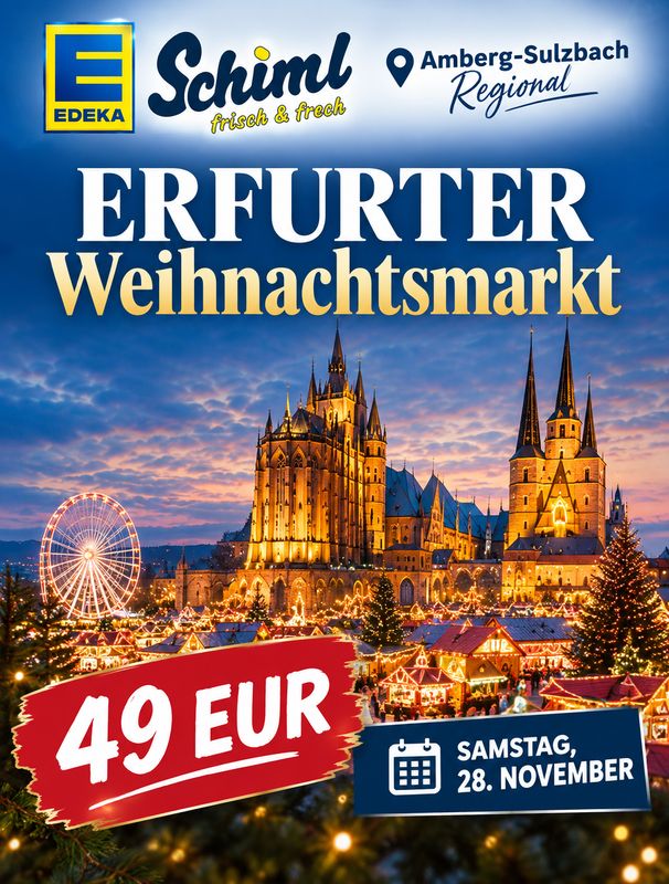 Tagesfahrt ERFURTER Weihnachtsmarkt -  Sa., 28. November 2026 - FRÜHBUCHERRABATT