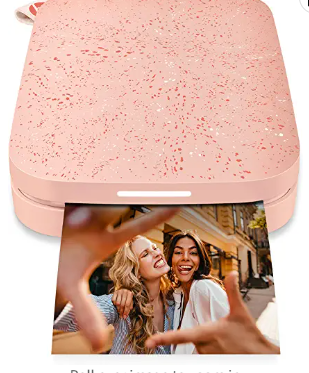 HP Sprocket Portable 2x3 Instant Photo Printer (Blush Pink) Print Pictures on Zink Sticky-Backed Paper from Your iOS &amp; Android Device.