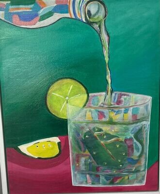 Watermelon Mojito 18x22 with white floating frame