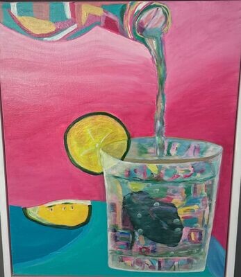 Pink lemonade Mojito 18x22 includes white floating frame