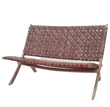 Sofa 2 places pliant, Bois et Cuir