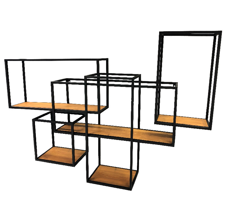 Etagère murale en Métal noir &amp; Bois
