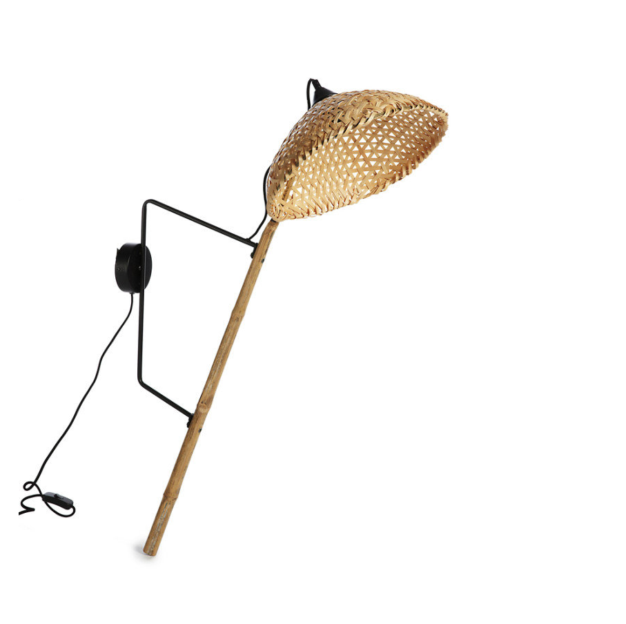 Lampe murale bambou naturel et fer