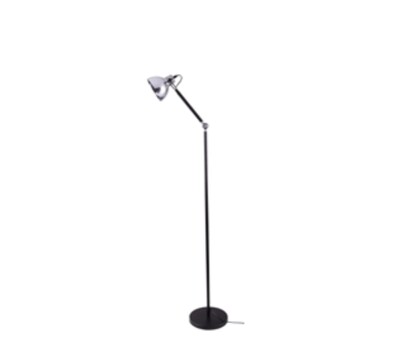 Lampadaire noir et verre chromé