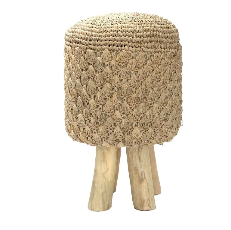 Tabouret en raphia tressé