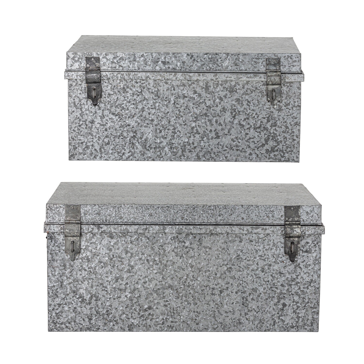 Coffre de rangement avec couvercle, Gris, Fer galvanisé - Dian