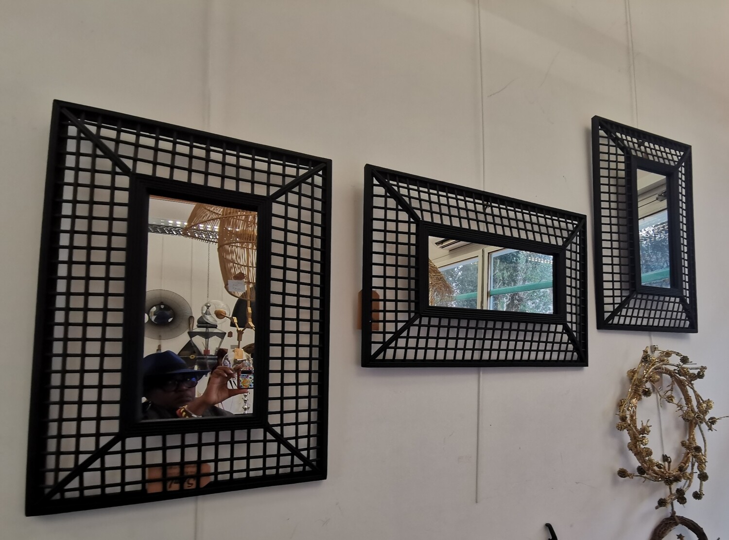 Miroir en rotin Lot de 3