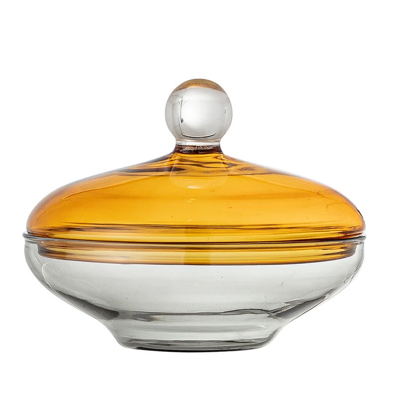 Cruche avec couvercle , Jaune, Verre - Danni