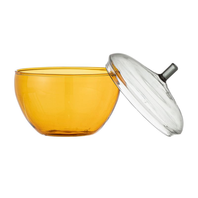 Cruche avec couvercle , Jaune, Verre - Danni