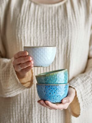 Bol Harriet  Grès Bleu Set de 3