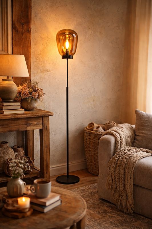 Lampadaire fer Black Champagne