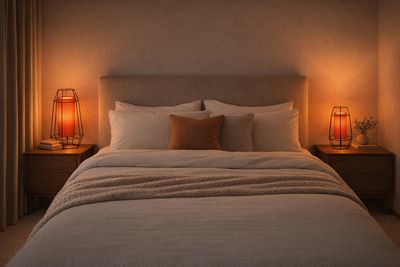 Lampes à poser en acier et tissus. Set de 2