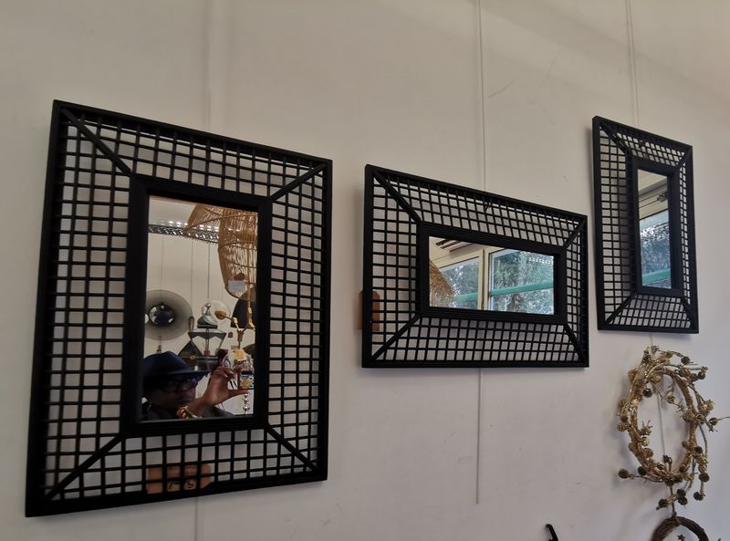 Miroir en rotin Lot de 3