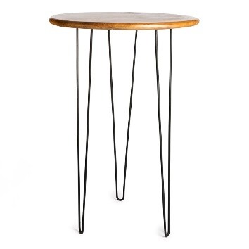 Table de bar en teck et acier - Mange debout (PAS D'EXPEDITION) Table de bar en teck et acier - Mange debout (PAS D'EXPEDITION)