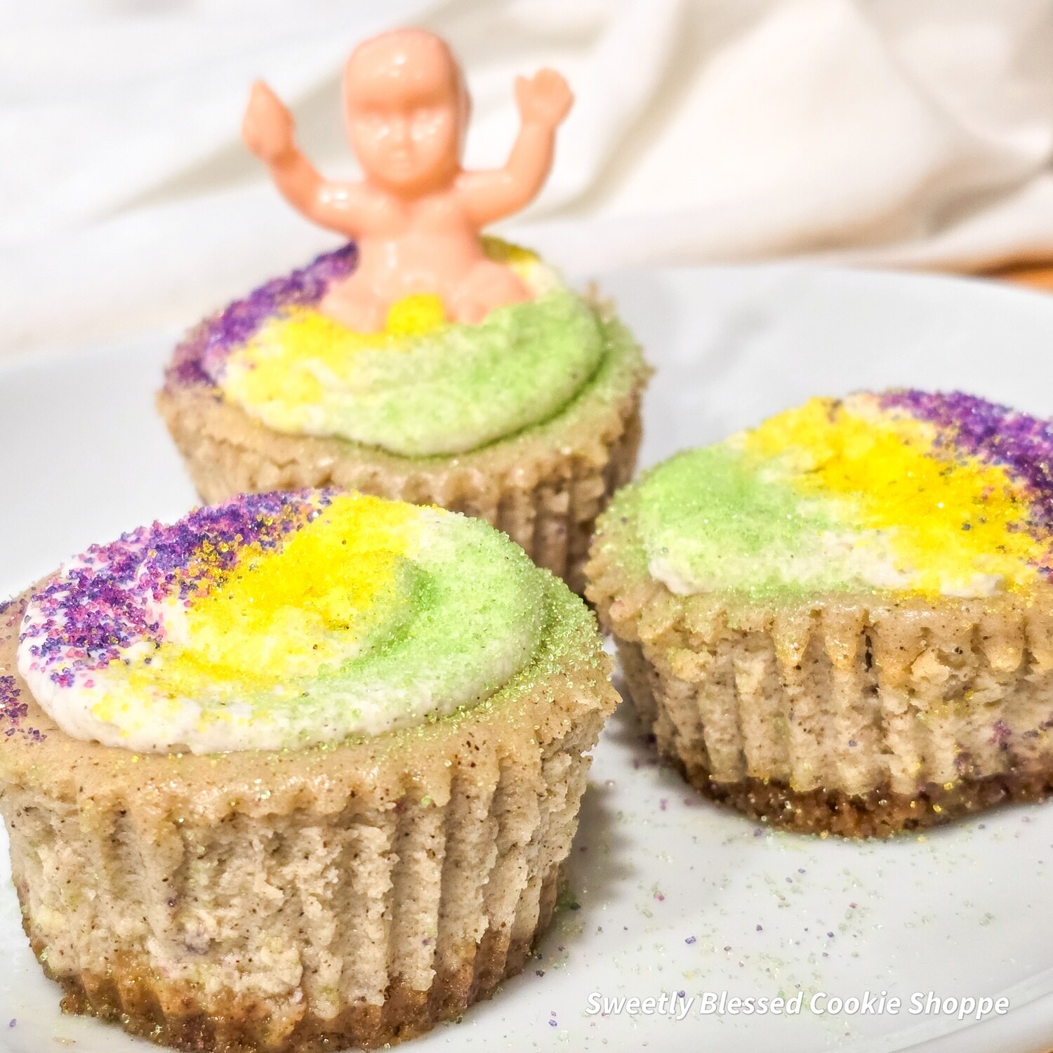 King Cake Carnival Mini Cheesecake