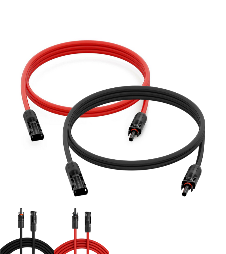 3m Solarkabel 6mm² - beidseitig kompatibel mit MC4 Solarkabel rot / schwarz inkl. Stecker
